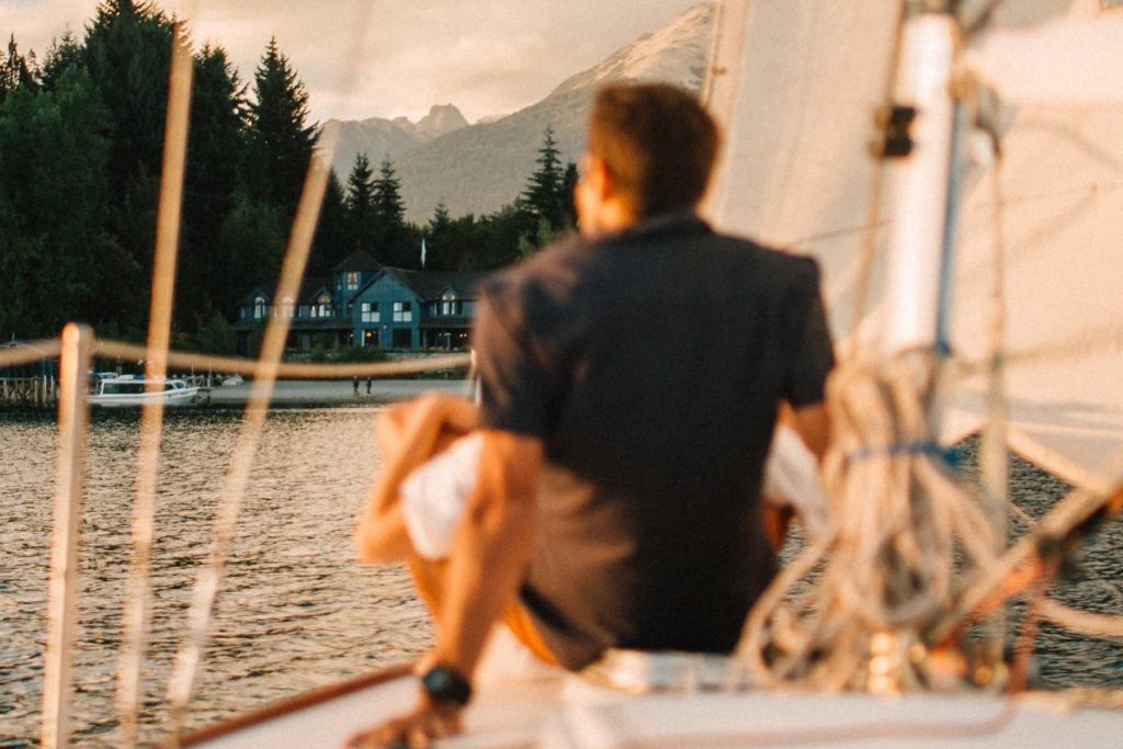 sailing the lake in villa la angostura